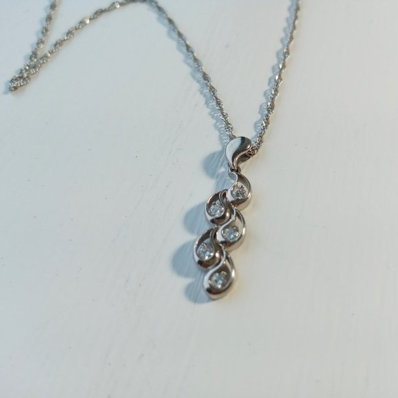 (SOLD) 14K White Gold Gemstone Pendant Necklace, 3.73g - Picture 3 of 11